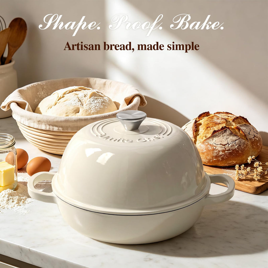 6QT Enameled Cast Iron Dutch Oven for Bread Baking