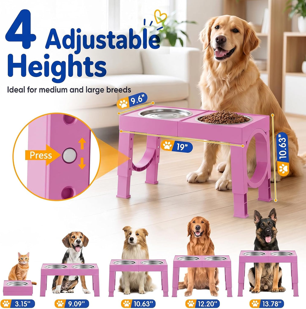 Elevated Dog Bowls Large Breed Raised Dogs Bowl Stand Large/Medium Sized Dog Stainless Steel Food Water Bowl Stands 5
