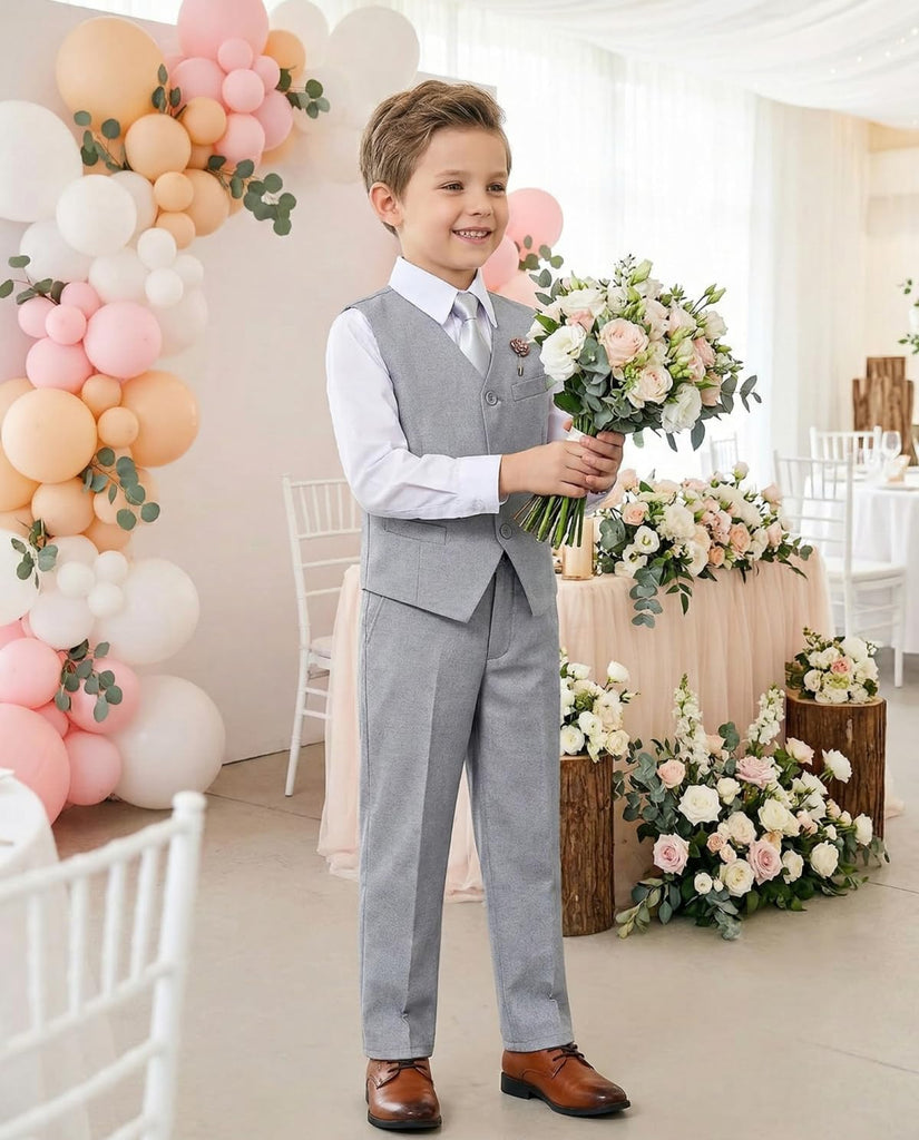 Boys Suits Kids Dress Vest Pants Set Ring Bearer Outfit