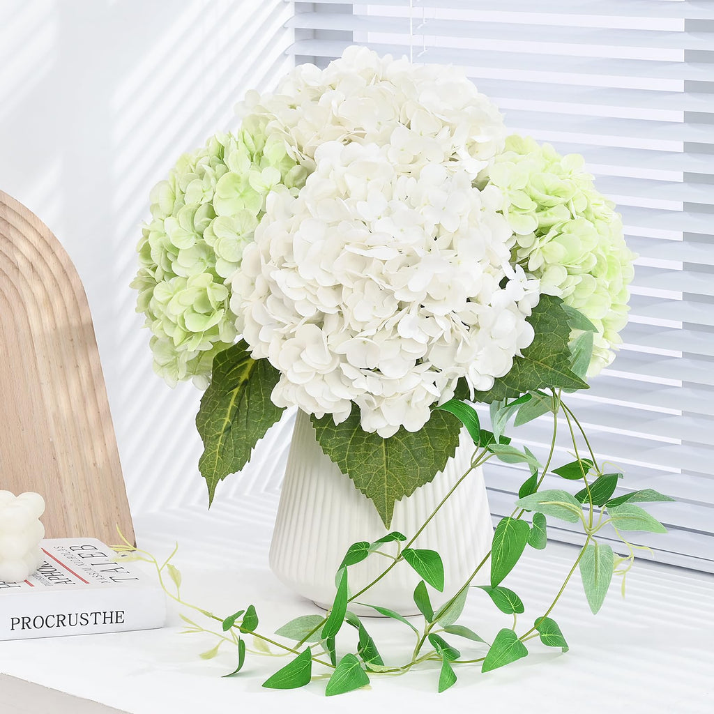 3Pcs 21in Hydrangea Artificial, Latex Real Touch Hydrangeas Lifelike Large Hydrangea Decor Party Arrangements