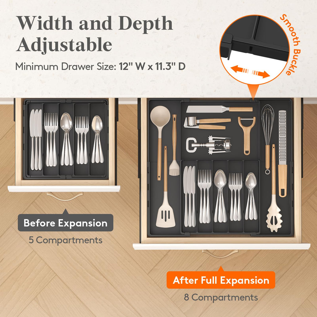 Expandable Silverware Drawer Organizer, Utensil Tray