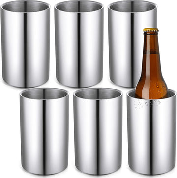 Wine Chiller Bucket Wine Bottles Cooler Bulk, Stainless Steel Double Wall Insulated Champagne Ice Bucket - Set of 6