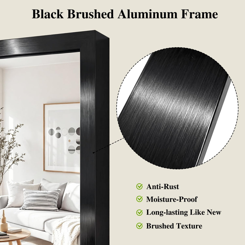 Black Mirrors for Wall, 30x40 Inch Bathroom Mirror, Rectangular Wall Mirror Bedroom Bathroom, Hangs Horizontally or