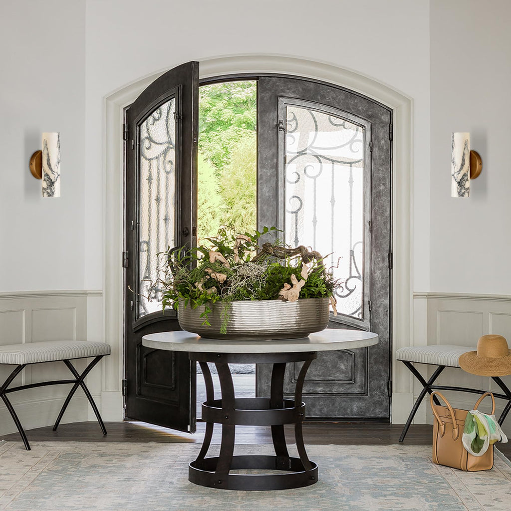 9.45 Inch Alabaster Wall Sconces, Nordic Style Natural Stone Wall Lamp, Marble Lampshade Up and Down Lighting