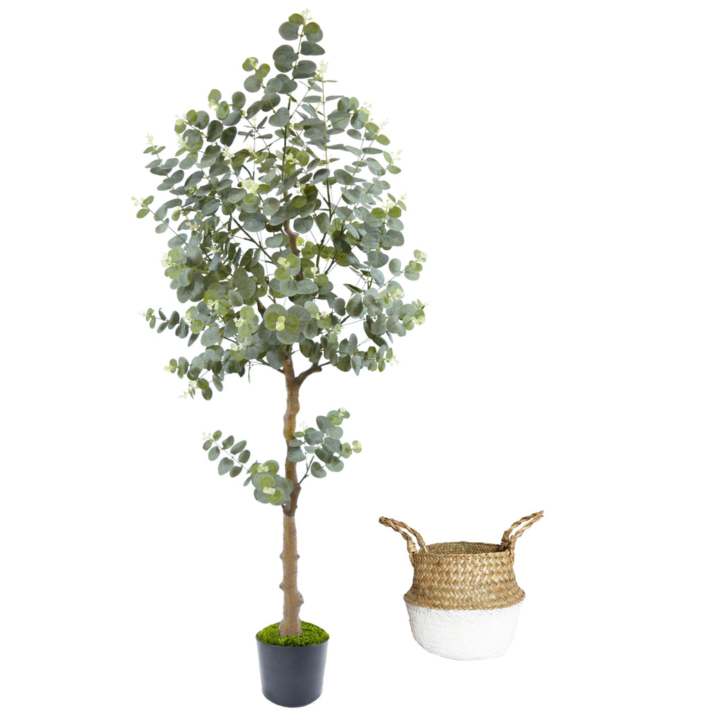 5ft Fake Eucalyptus Tree Artificial Plant with Woven Basket