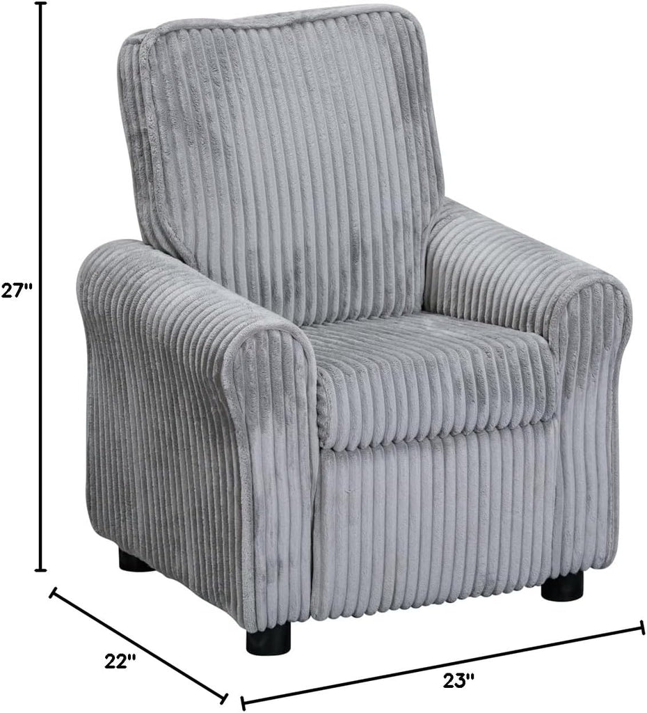 Jordan Kids Recliner Chair with Footrest, Soft Upholstered Toddler Push-Back Recliner with Padded Armrests, Comfy