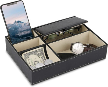 Mens Valet Tray Organizer, Mens Jewelry Box, Nightstand Organizer
