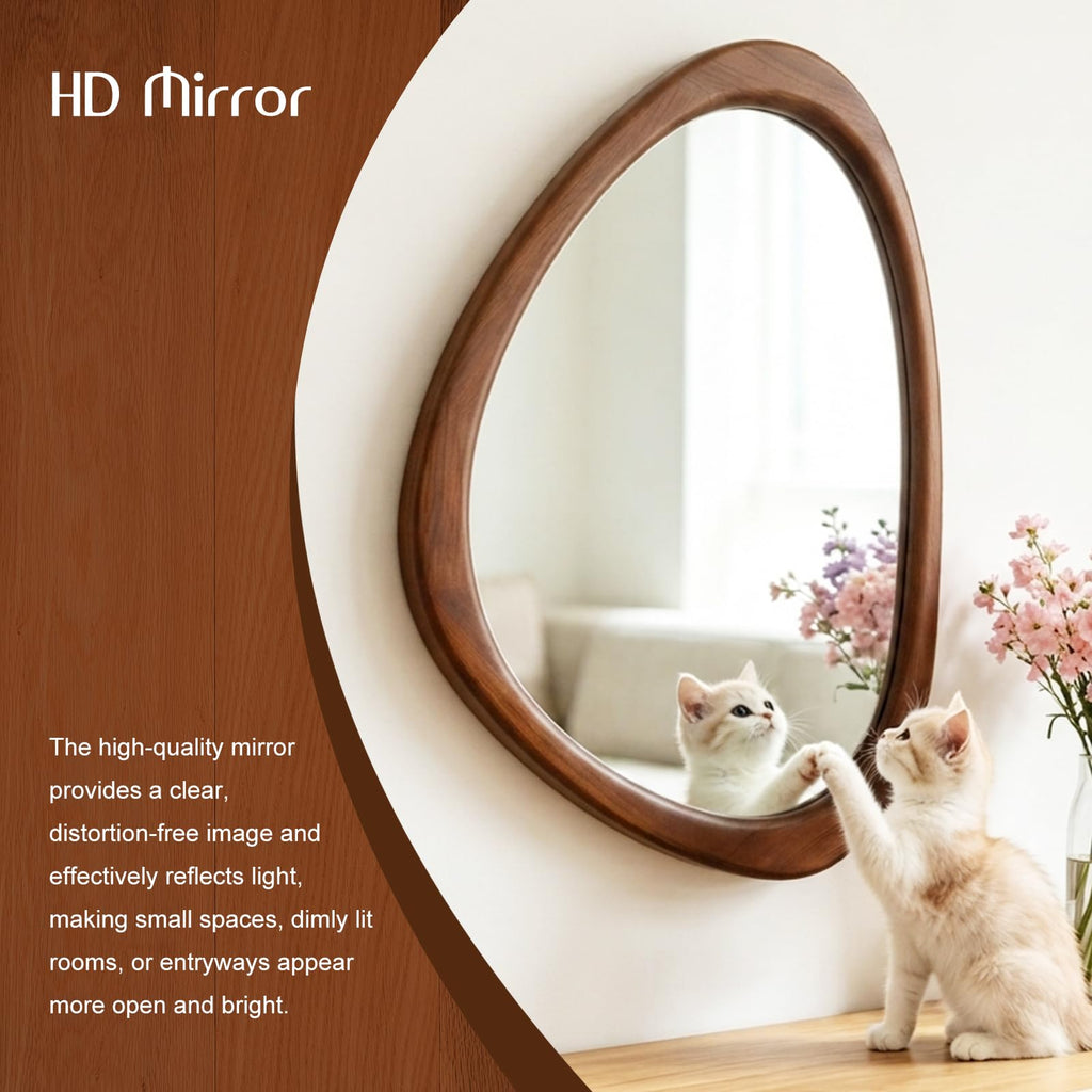 Irregular Wall Mirror, 24×36in Asymmetrical Wood Mirrors, Entryway Mirror
