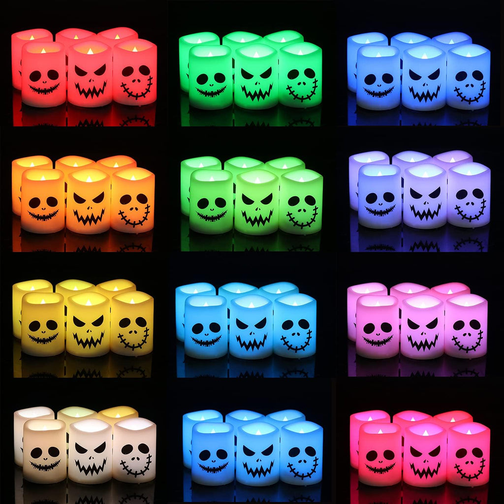 Halloween Flameless Votive Candles Color Changing with Remote Timer - Set of 6