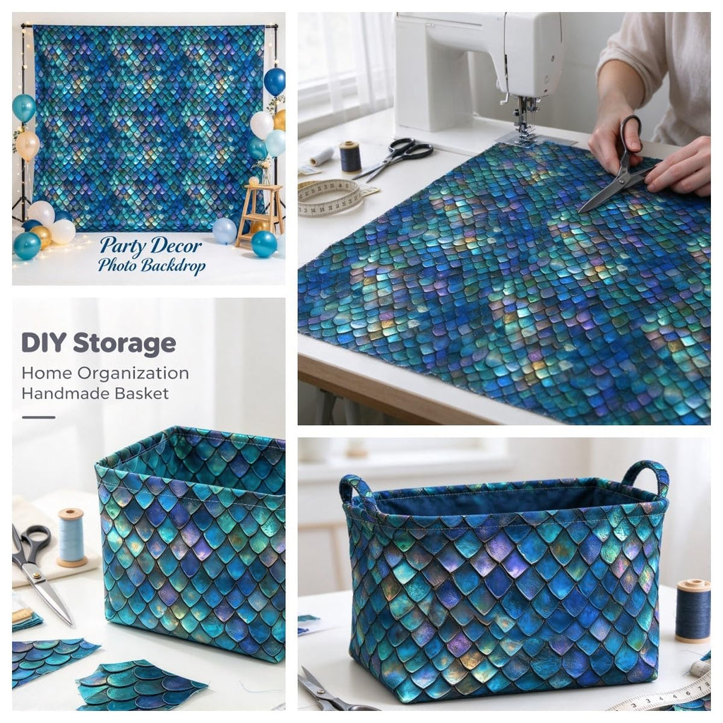 Fish Scale Fabric by The Yard Dragon Mysterious Mermaid Girls Women Sewing Fabric Crafts Dreamy Ocean Style Abstract