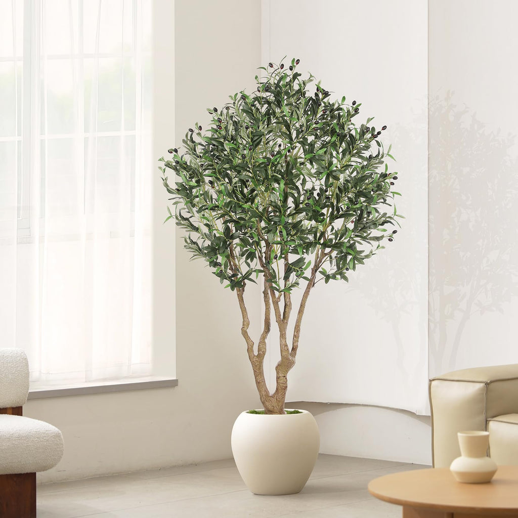 Faux Olive Tree 6ft with Large Olive Branches and Realistic Fruits