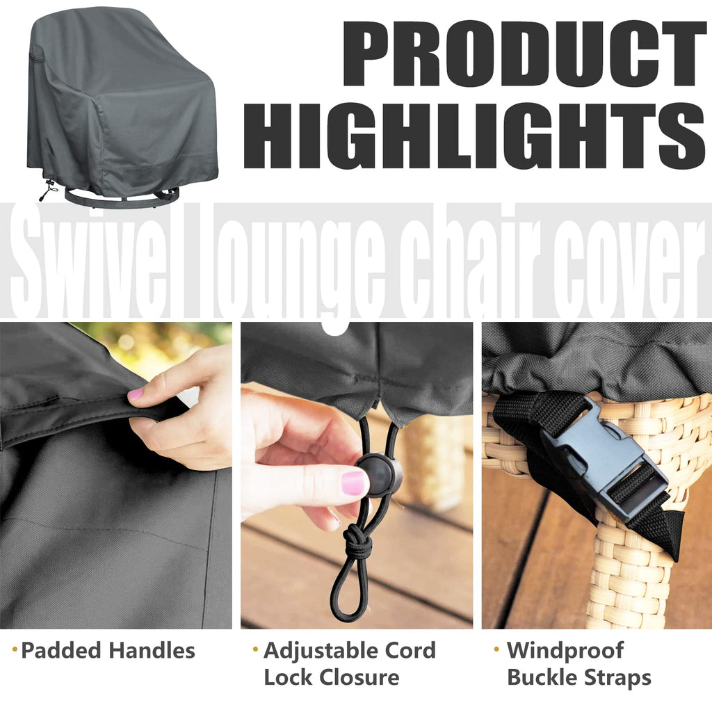 Outdoor Swivel Lounge Chair Cover, Waterproof Patio Furniture Cover