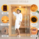 Smartmak Wood Home Steam Sauna, 3 Person Canadian Hemlock Traditional Luxurious Wooden Indoor Spa Room