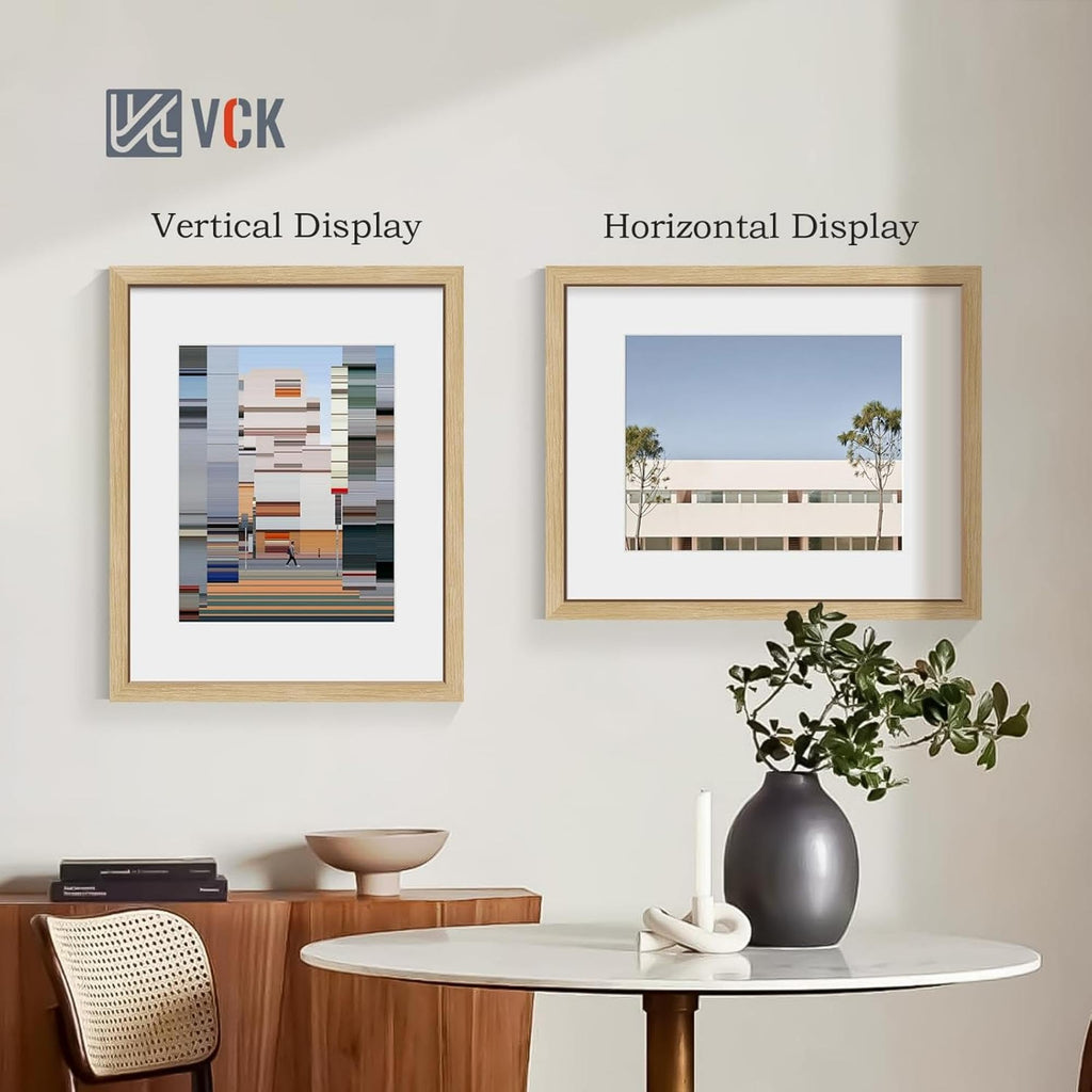 16x20 Frames 2 Pack, Oak Wood, 11x14 Mat, Glass, for Photo Print