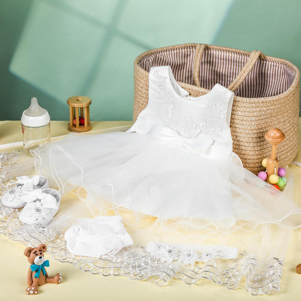 5 Pcs Baby Baptism Dresses for Girls Outfit