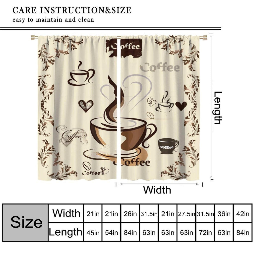 Coffee Curtains Hand-Painted Cups Victorian Floral Abstract Artistic Signature & Heart Design Afternoon Tea Time