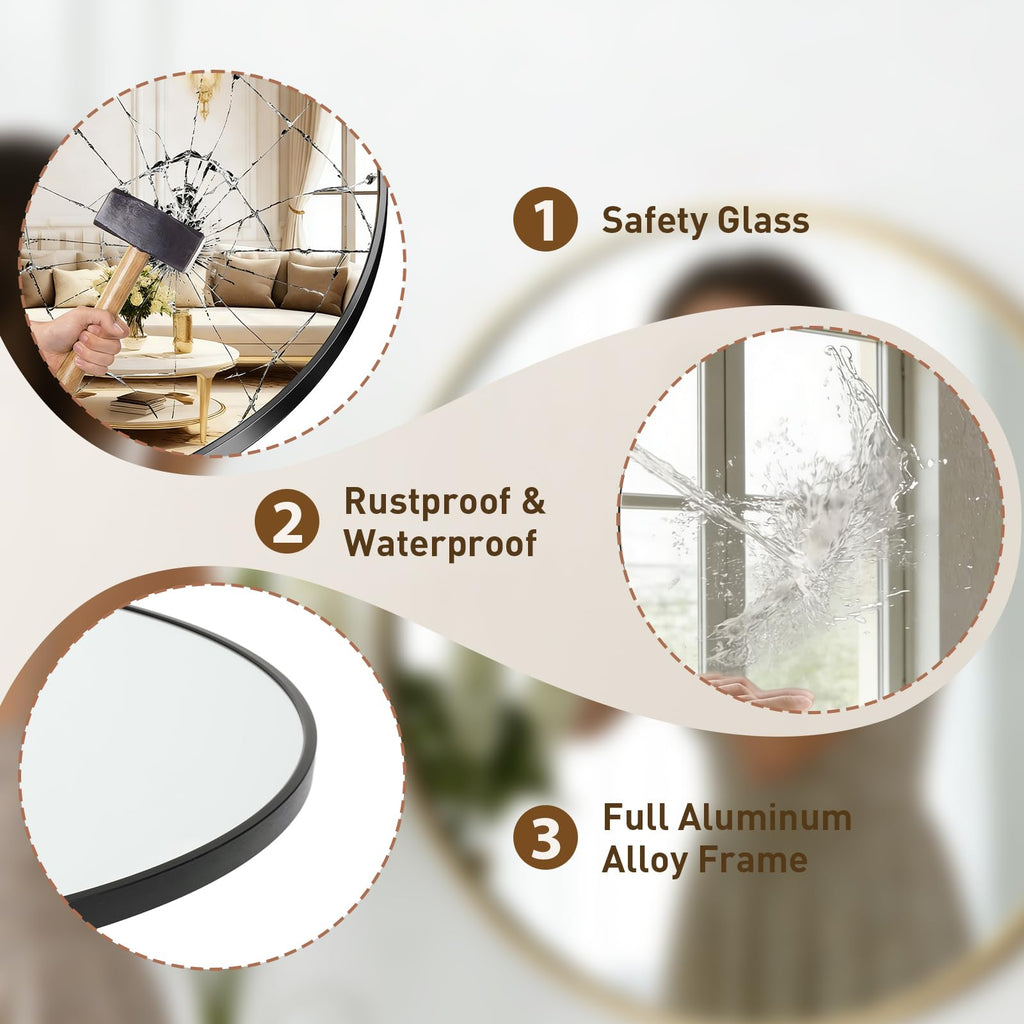 30 Inch Round Wall Mirror, Bathroom Mirrors for Over Sink