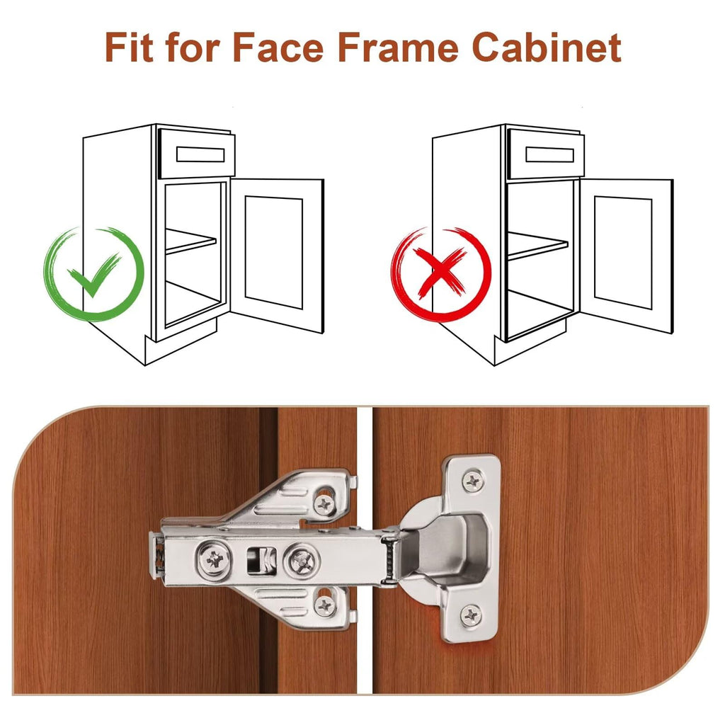 5 Pairs (10 Pack) Soft Close Kitchen Cabinet Door Hinges fit for Face Frame Cabinet, 105 Degree Opening Angel Self