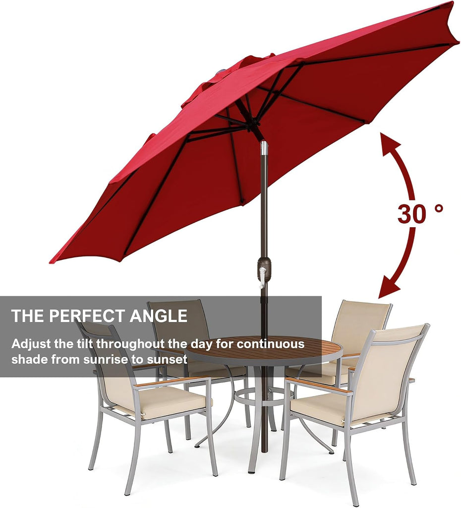 9' Outdoor Patio Umbrella, Outdoor Table Umbrella, Yard Umbrella, Market Umbrella with 8 Sturdy Ribs - RED