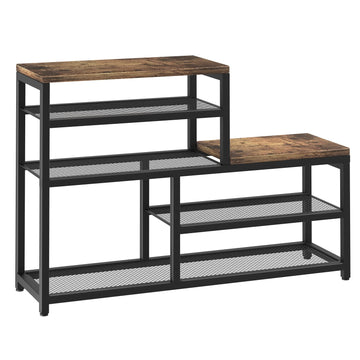 Shoe Rack Bench Shoe Storage Organizer with Seat, 5-Tier Industrial Free Standing Shoe Rack, Narrow Shoe Rack