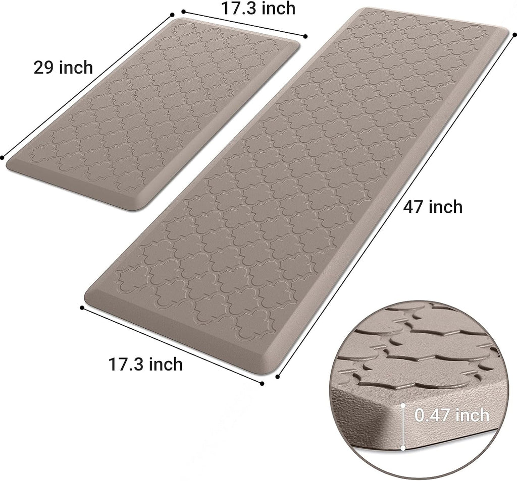 Kitchen Mat 2 PCS Cushioned Anti-Fatigue Floor Mat Standing Mat | 0.47" Thick Cushioned Memory Foam, Water Resistant