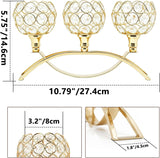 3-Arm Arched Crystal Candelabra, Gold Candle Holder Table Centerpiece, Dining, Party, Thanksgiving & Christmas