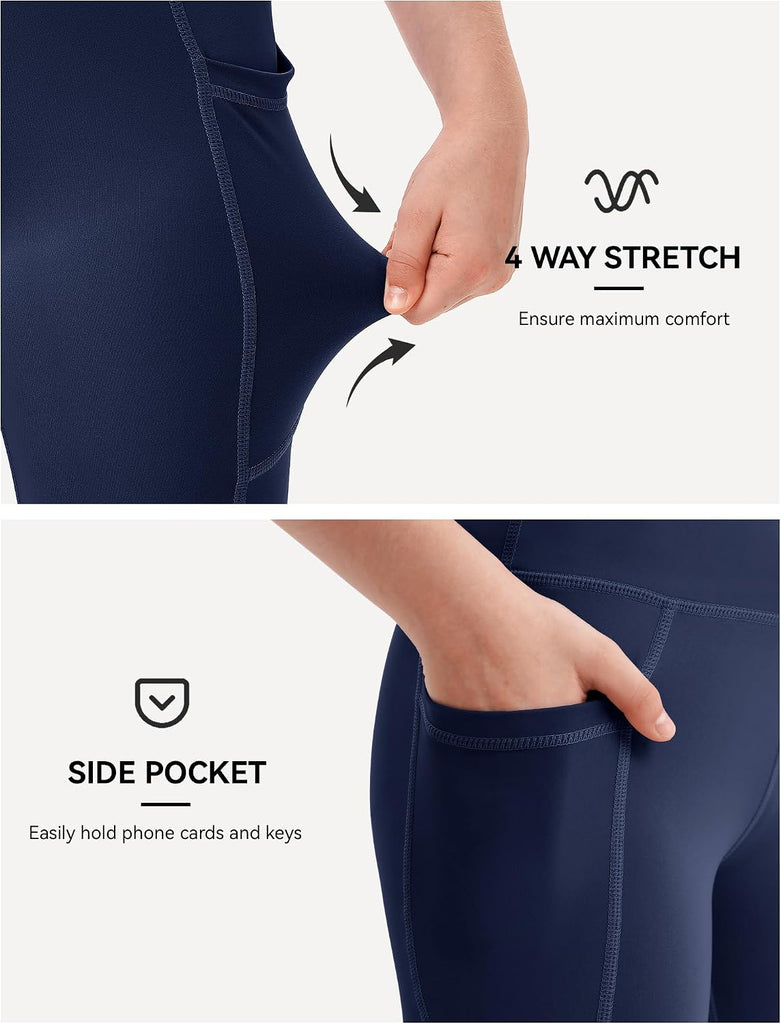 3 Pack Girls Athletic Leggings Kids Yoga Pants with Pockets