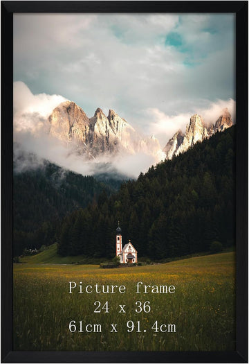 24x36 Poster Frame Black, 36x24 Metal Picture Frame for Wall Display, 1 Pack