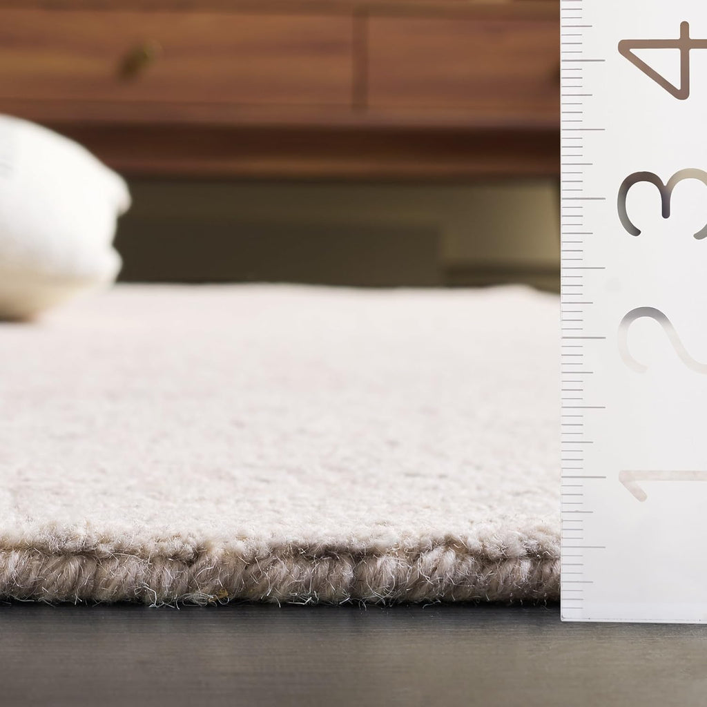 Micro-Loop Area Rug - 9' x 12', Light Grey & Ivory, Handmade Wool