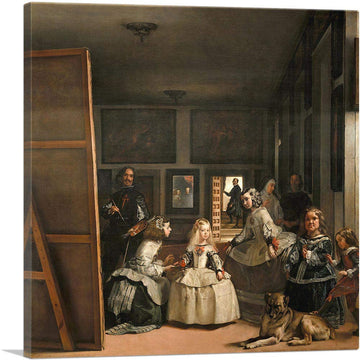 Las Meninas 1656 Canvas Art Print Stretched Framed Painting Picture Poster Giclee Wall Decor by Diego Velazquez - 36"
