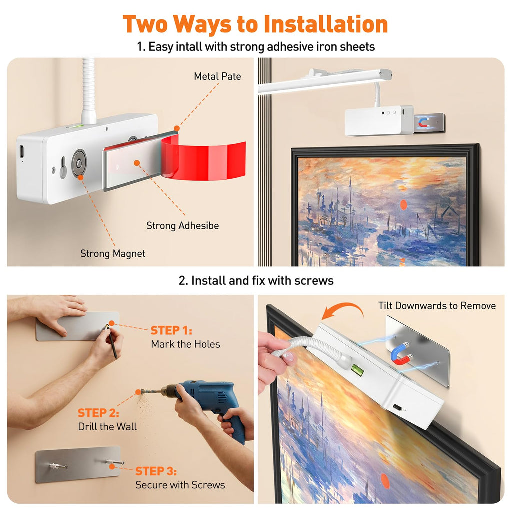 Picture Light, 15.35inch Wireless Picture Lights for Wall Rechargeable, Battery Lights for Pictures on Wall, 3 Color