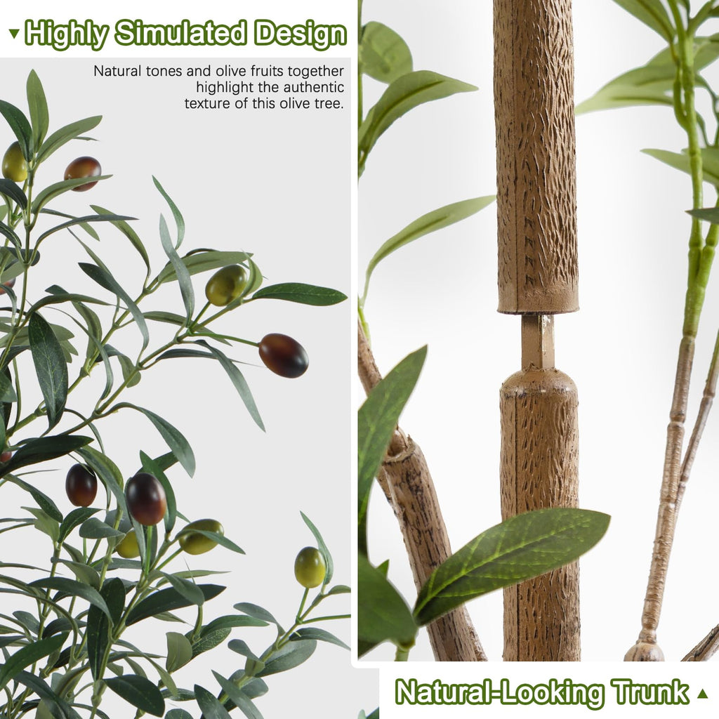 6FT Artificial Olive Tree Indoor, Tall Faux Olive Tree with Pot&Basket, Large Fake Olive Tree with Realistic 1080