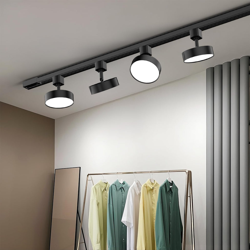 Diffuse LED Track Lighting Heads H Type, 12W 4000K, 6 Pack Black