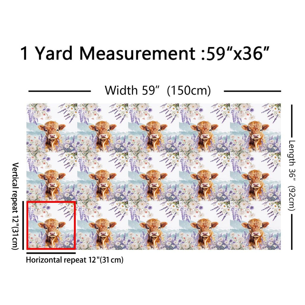 Highland Cow Fabric By The Yard Soft Cute Cows Indoor