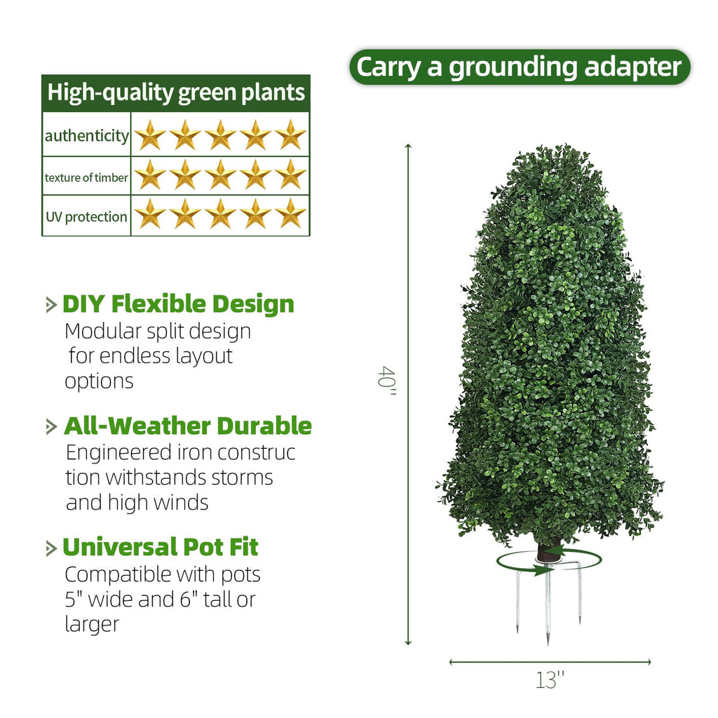 Boxwood Topiary Bush -Artificial Topiary for Outdoors-Evergreen Plants Topiary Ball Tree UV-Resistant 2-Pack for