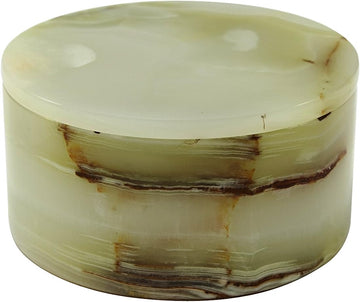 Circular Marble Keepsake Boxes - Hand Carved, Polished Marble Jewelry Box w/Non-Slip Rubber Pads - Lightweight &