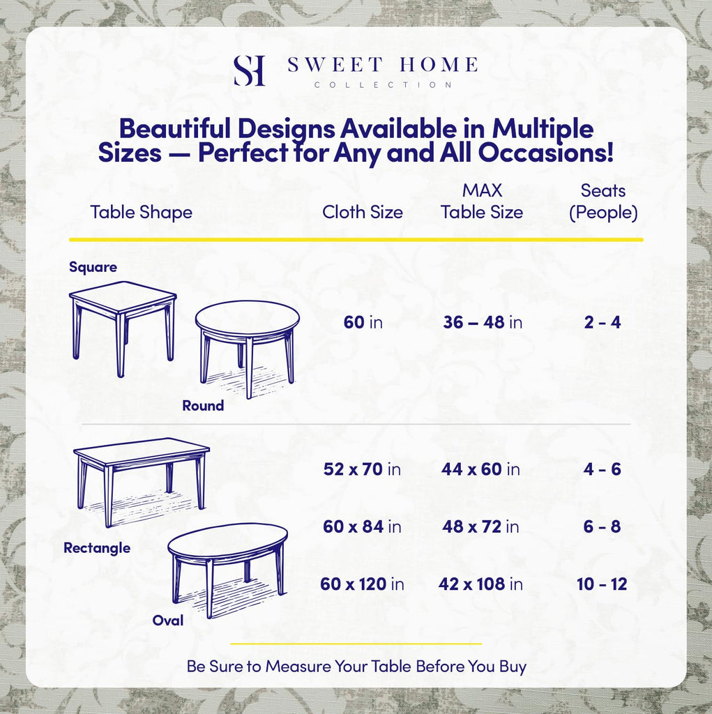 Round Tablecloth 60" 100% Waterproof Fabric - Wipe-Clean, Tear-Proof Decorative Table Cover for Indoor & Outdoor