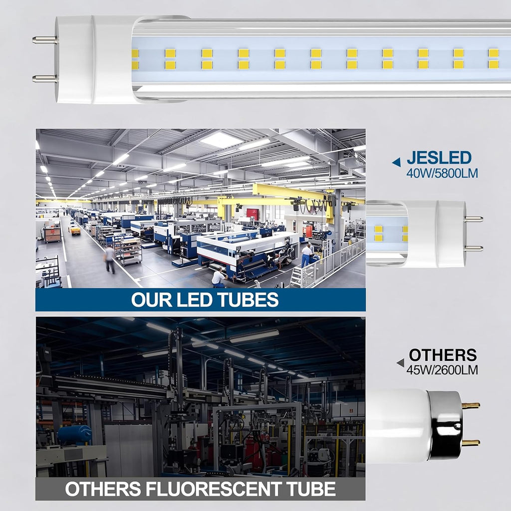 T8 Led Bulbs 4 Foot, 6500K 40W 5800LM Super Bright Type B