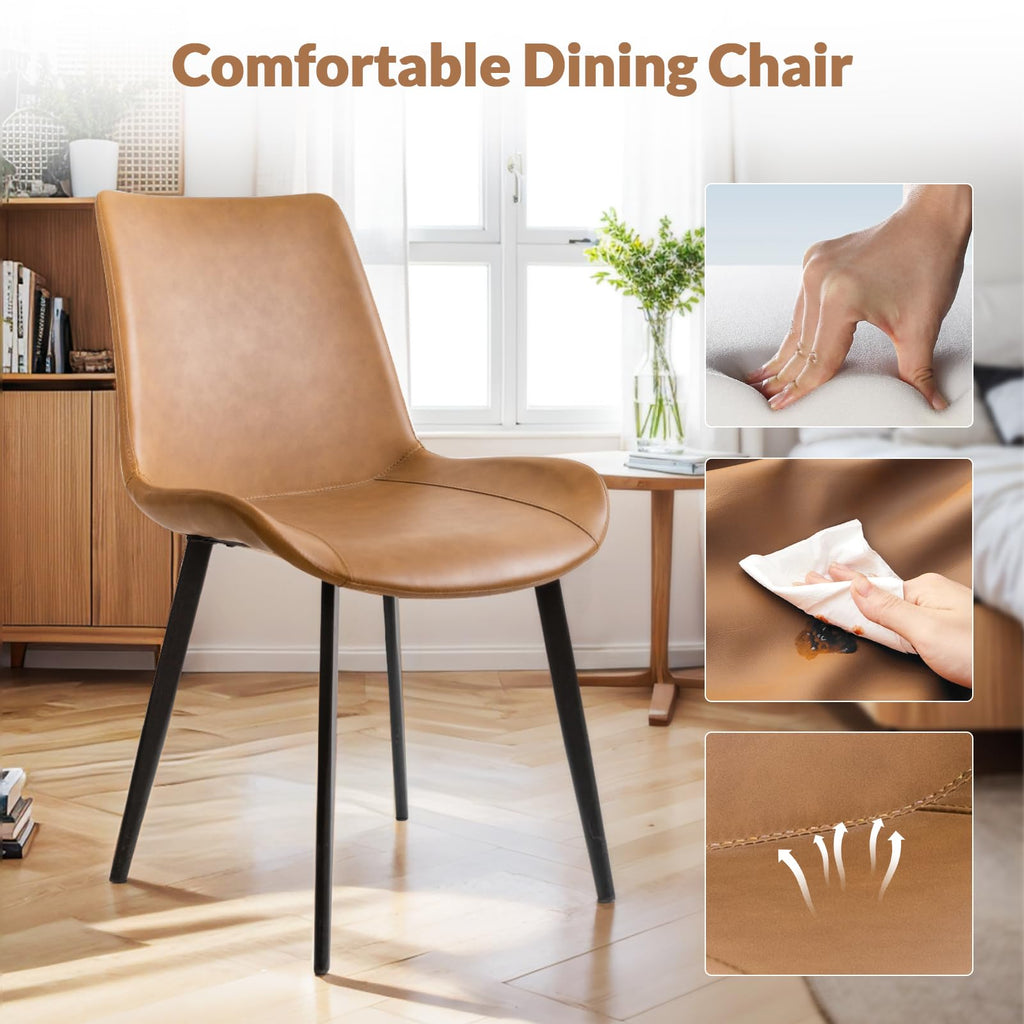 Dining Chairs, Modern PU Leather Dining Room Chair with Sturdy Metal Legs, Upholstered Seat Dinner Chairs Accent Side
