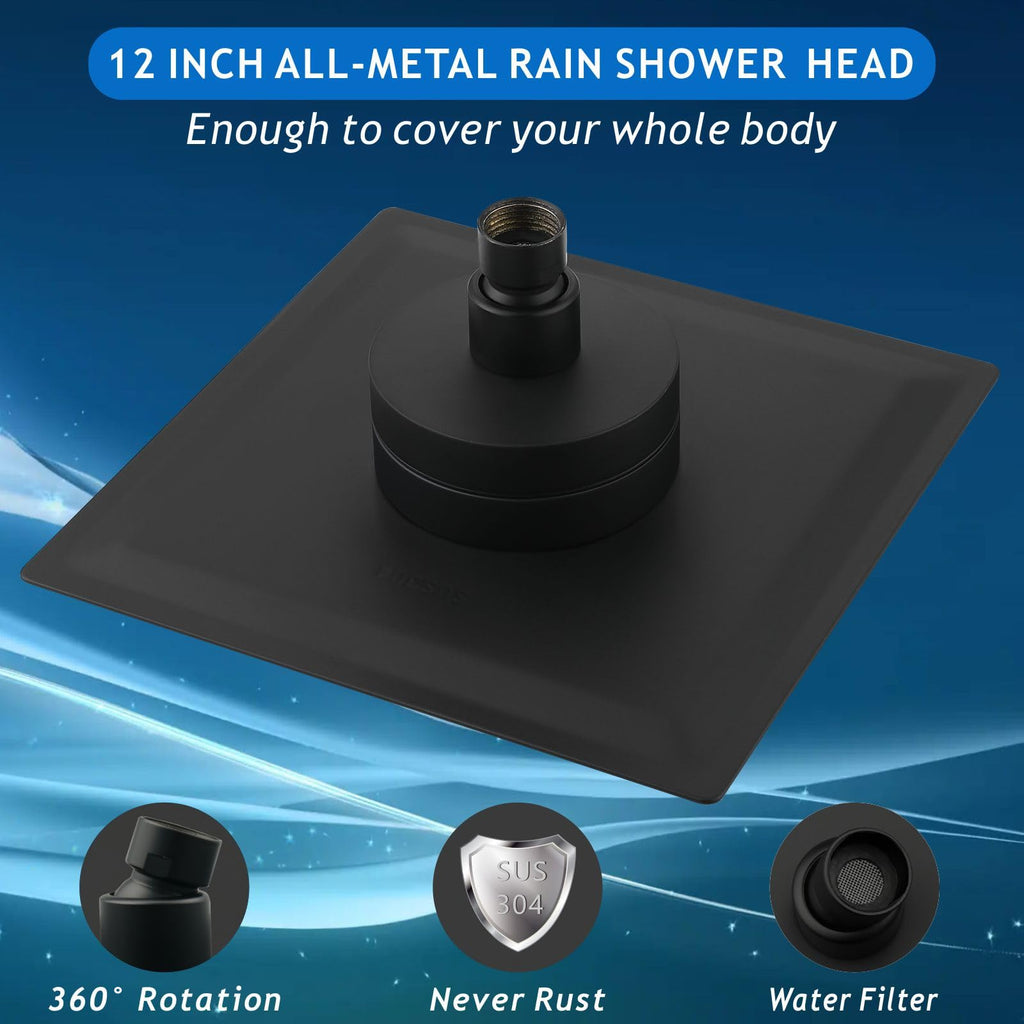 Rain Shower Head with Filtered - High Flow Bathroom Rainfall Filter Showerhead For Hard Water, Upgraded 304 Stainless