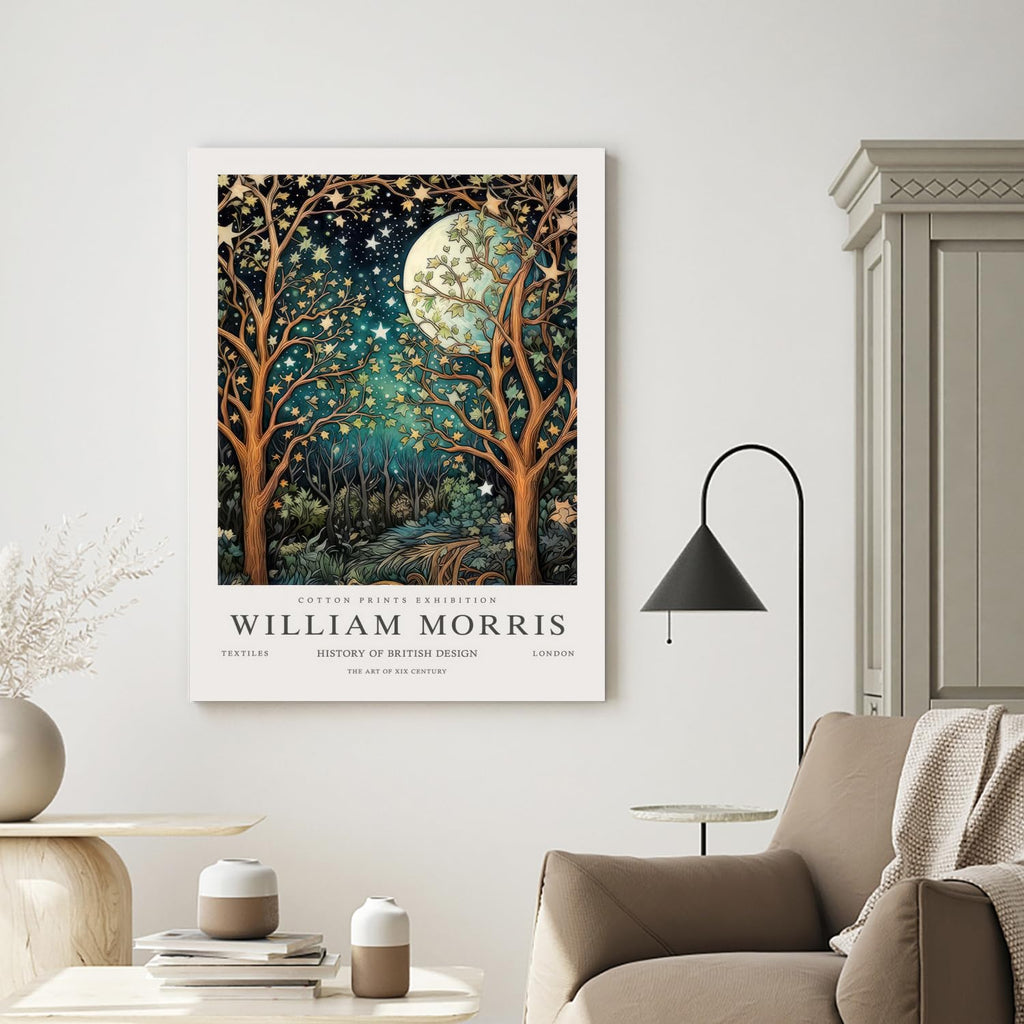 Wrapped Canvas William Morris Moon Star Wall Art Set of 3, 12x16 in