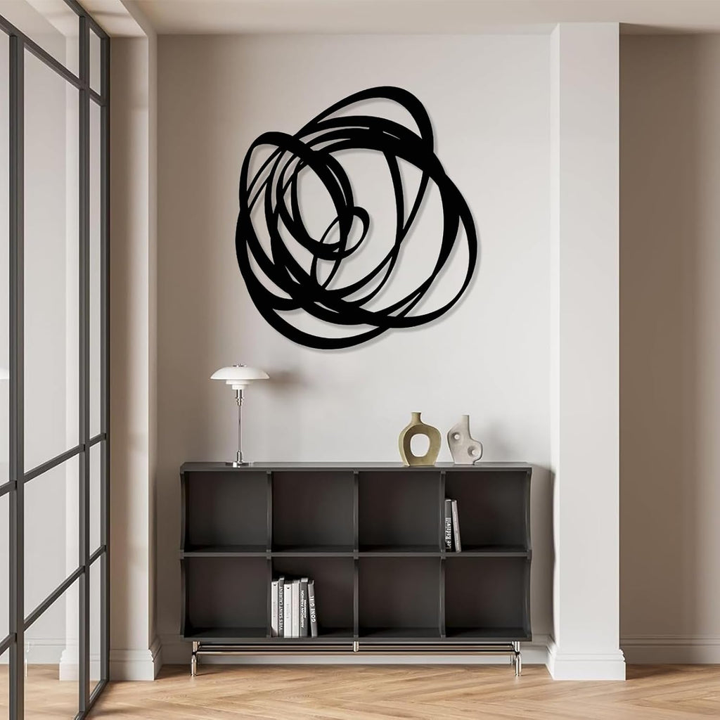 Abstract Metal Wall Art, Modern Art Decor, Unique Metal Wall Decor (Black, 19"x17" | 47x43.5 cm)