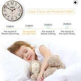 14 Inch Retro Vintage French Country Style Round Wooden Wall Clock Silent Battery Operated Non-Ticking Decorative