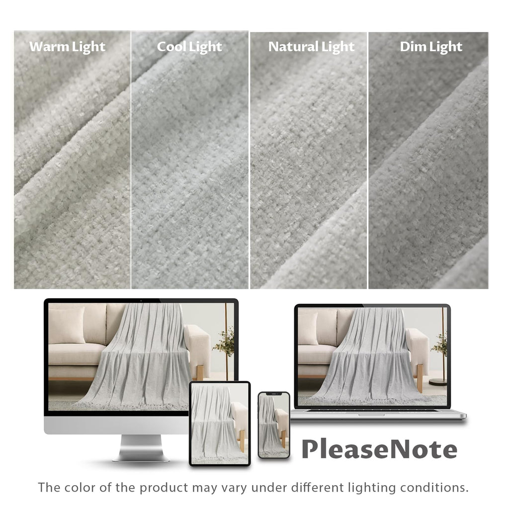 Chenille Throw Blanket for Couch, Lightweight 50x60in Soft Throw Blanket with Fringe Tassel for Sofa Chair Bed
