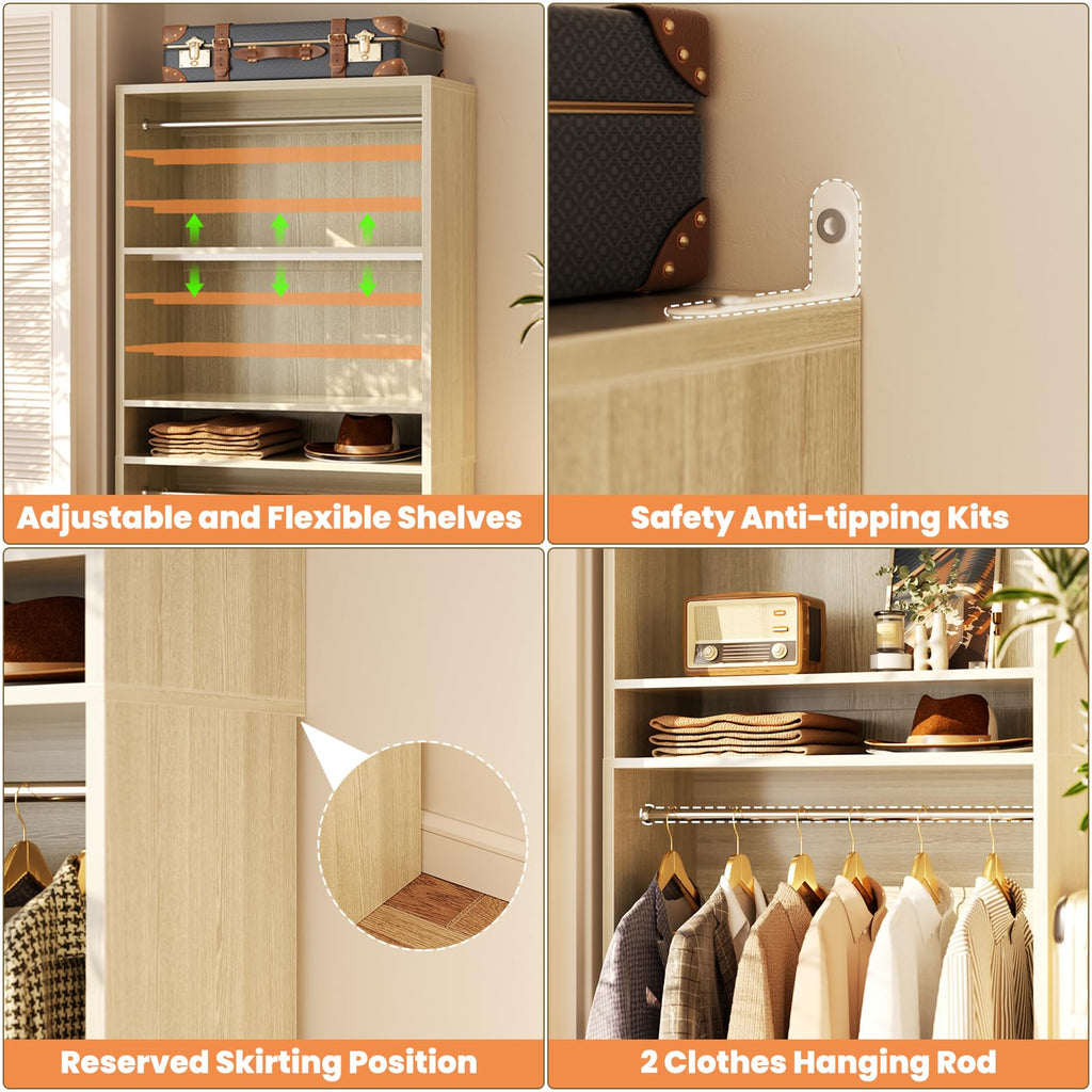 36 Inch Closet Systems with 2 Hanging Rods and Adjustable Shelves