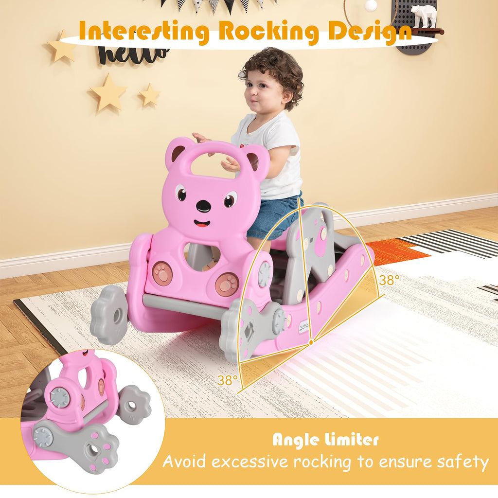 6 in 1 Toddler Slide Rocking Toy, Rocking Horse Playset with Stool