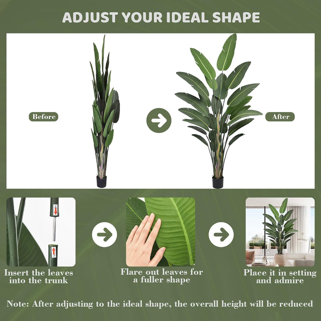 Artificial Bird of Paradise Tree 9FT 25 Thick Matte Texture Leaves Realistic Tall Large Faux Tropical Traveler's Palm