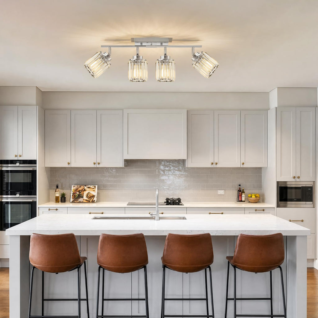 Kitchen Semi Flush Mount Ceiling Light, Brushed Nickel Bathroom Lights