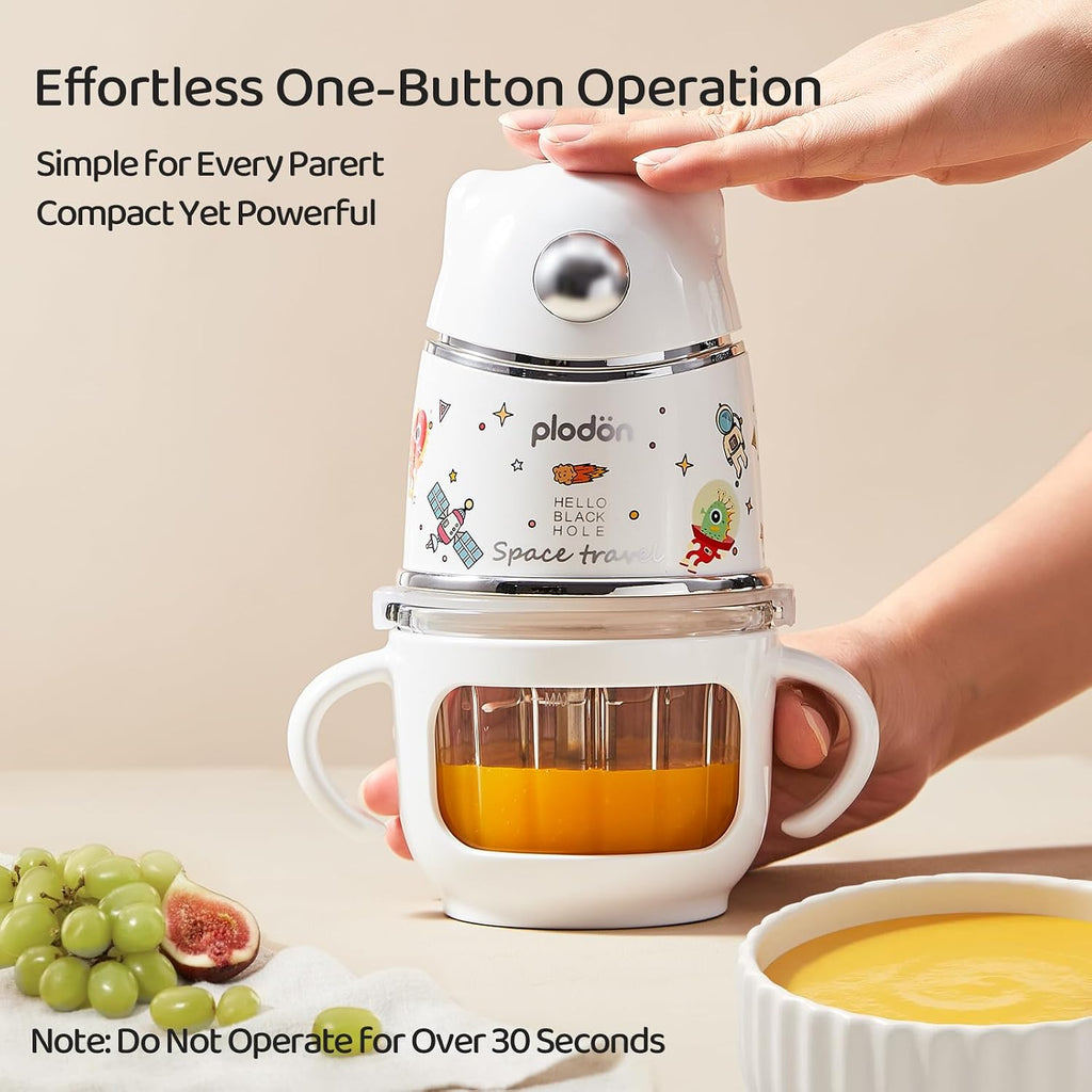 Food Maker, 10 oz Glass Puree Blender with Cup Sleeve, Silver