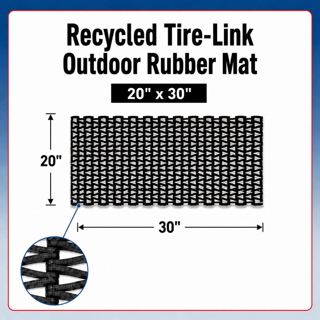 Durite Outdoor Entrance Mat Runner, Recycled Rubber Tire-Link Doormat, Heavy Duty Non-Slip Herringbone Weave, Open